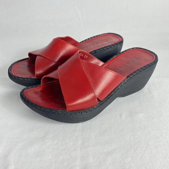 ǵ. rossíní Deep Red Platform Wedge Slides 39 - Picture 10 of 12